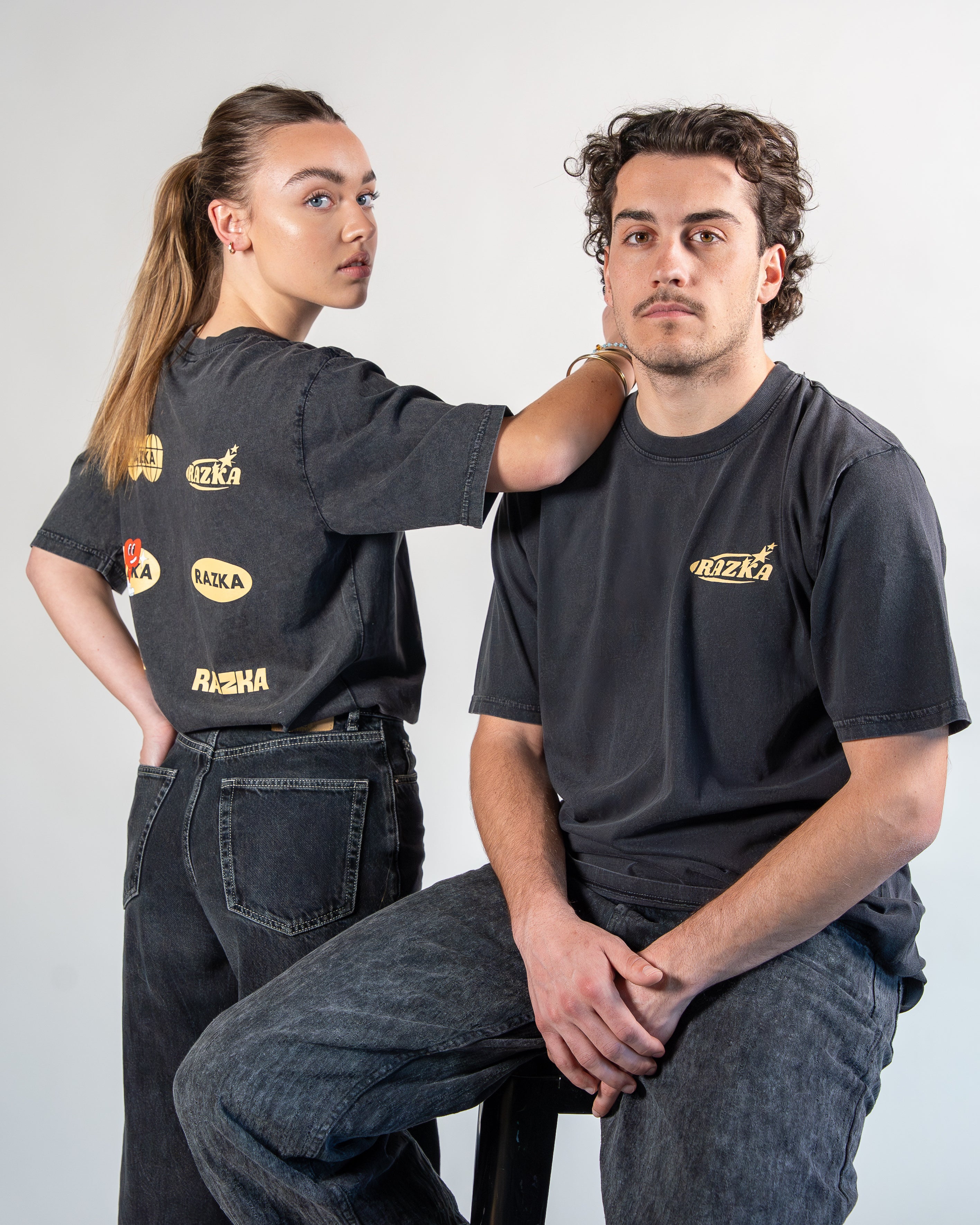 T-shirt LOGO OLD SCHOOL - GRIS CHINÉ