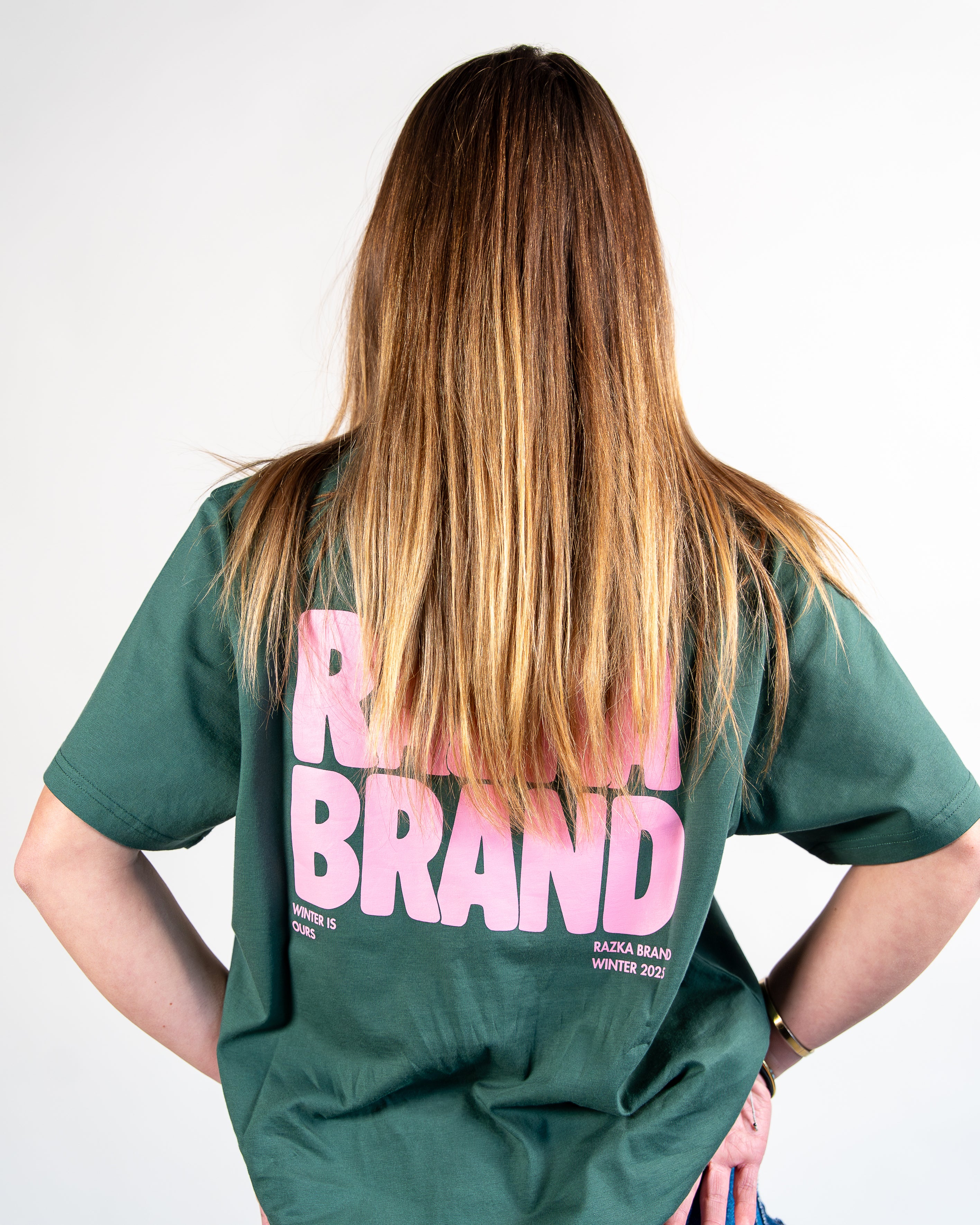 T-shirt WINTER RAZKA BRAND VERT & ROSE