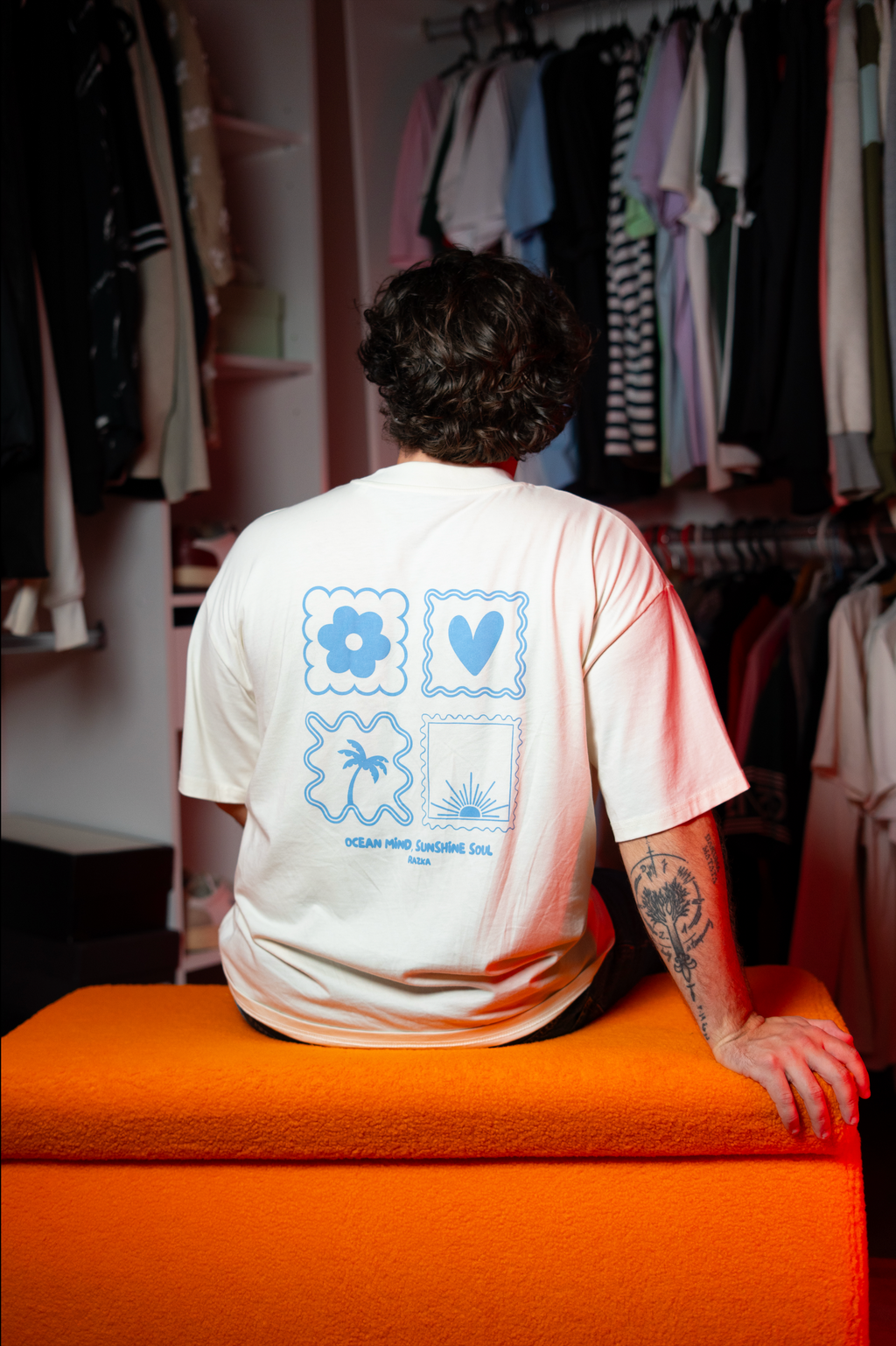 T-shirt RAZKA SUMMER BEIGE/BLEU