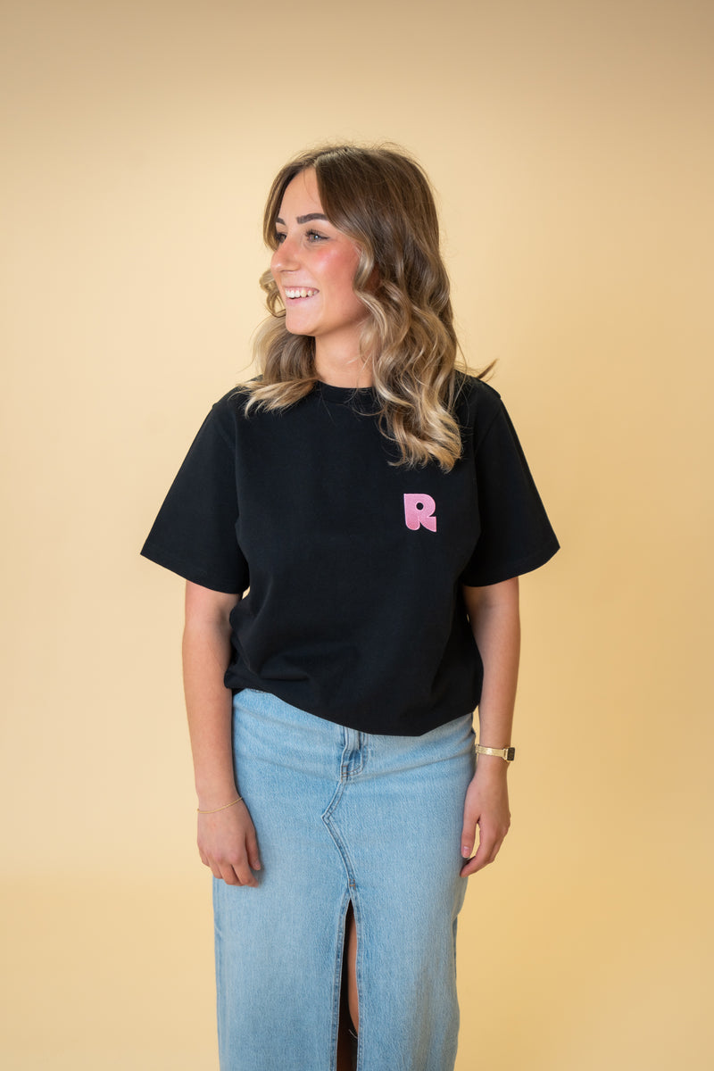 T-shirt ICONIQUE – Noir & Rose